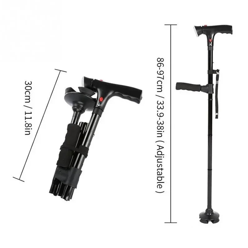 Collapsible Telescopic Folding Cane Elder Cane LED With Alarm Walking Trusty Sticks Elder Crutches for Mothers the Elder Fathers