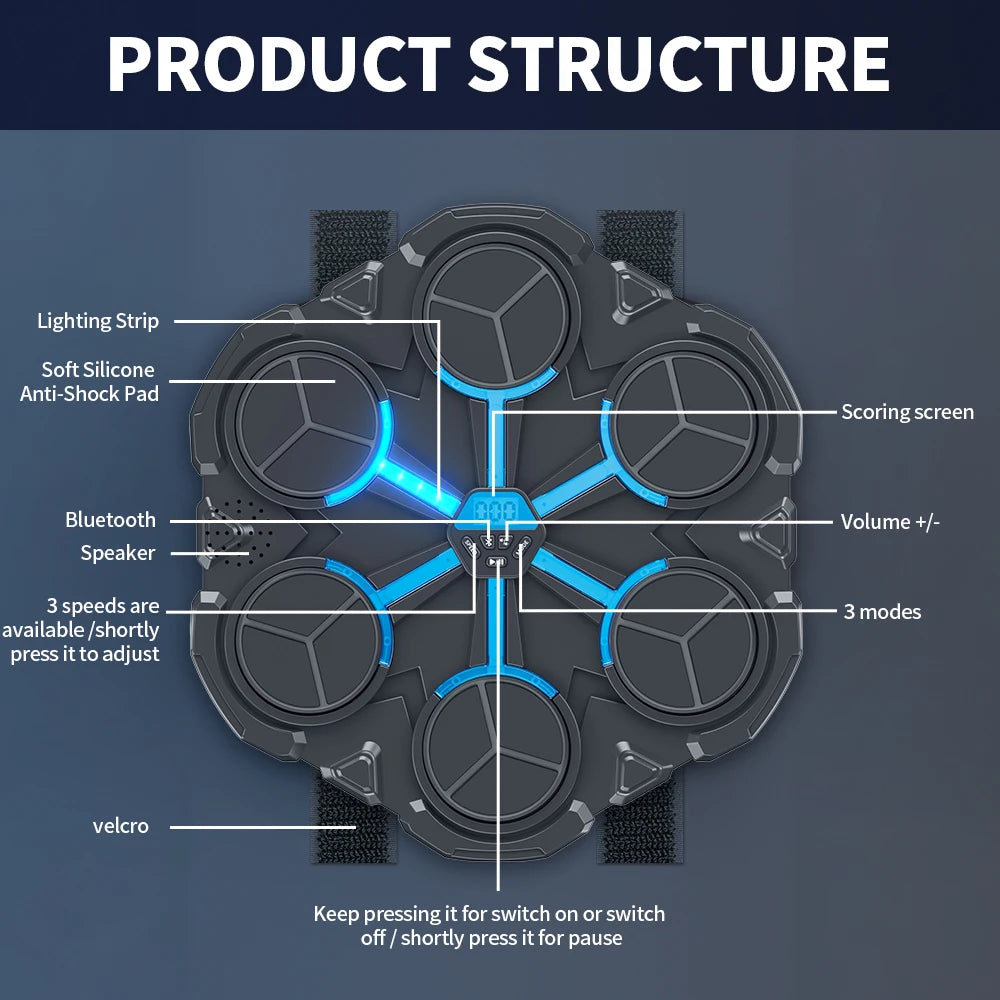 Smart Bluetooth Music Boxing Machine,Decompression,Fighting Fitness Home Boxing Wall Target Boxing Trainer Boxing Accessories